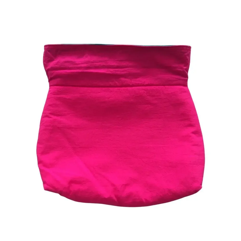 Zipper Pouch Bag Vintage Estee Lauder Hot Pink Teal Cuffed Plastic Lined 1980s